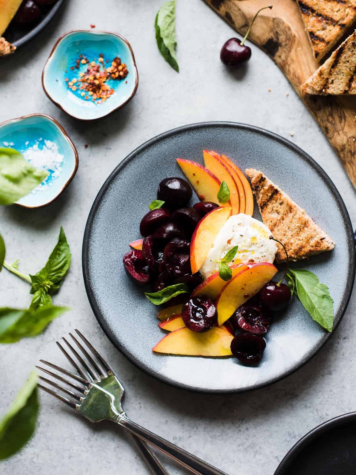 Burrata with stone fruit